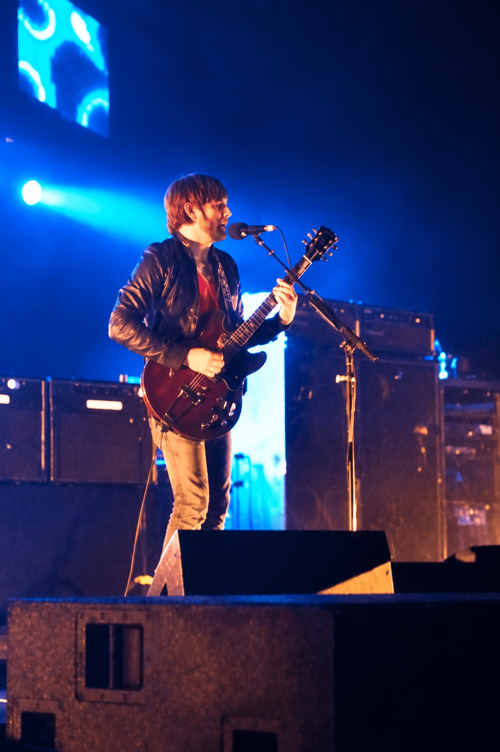 Caleb Followill performing with Kings of Leon