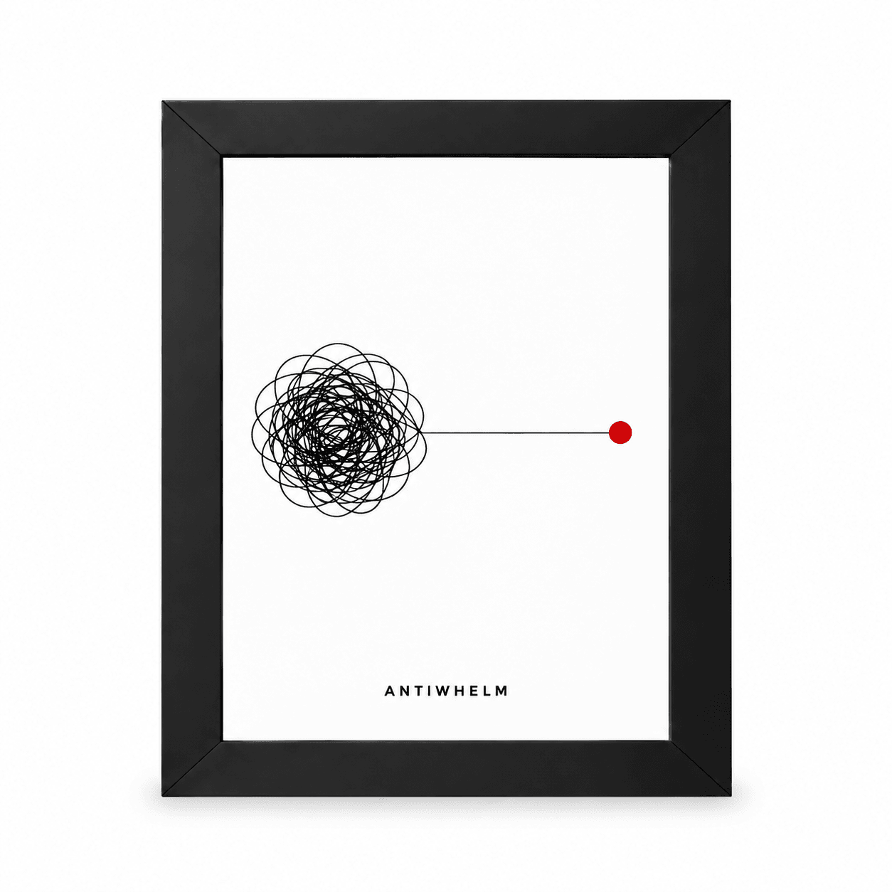 Antiwhelm Untangle framed poster on a white background